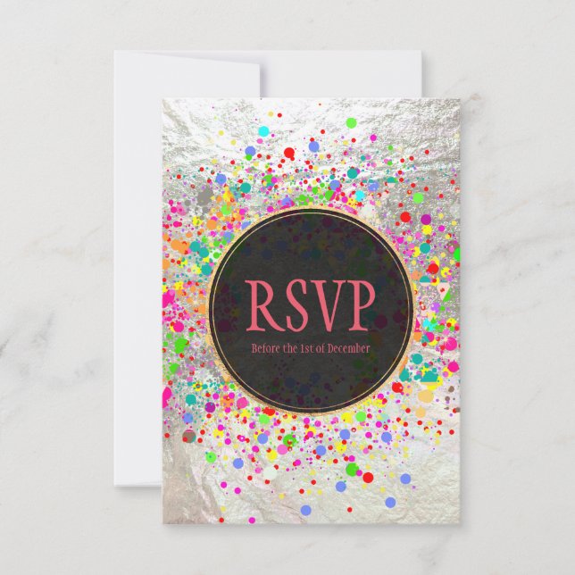 Convite PixDezines Dazzled/Neon Speck/Bat Mitzvah RSVP (Frente)
