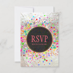 Convite PixDezines Dazzled/Neon Speck/Bat Mitzvah RSVP