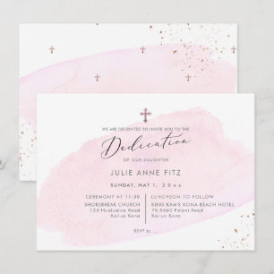 Convite PixDezines Dedicação Aquarela Rosa