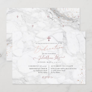 Convite PixDezines Dedicação em Mármore Rosa Dourado