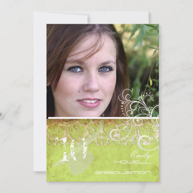 Convite PixDezines Desiree Damask/Foto Personalizada de Fo (Frente)