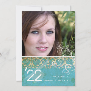 Convite PixDezines Desiree Damask/ turquesa vintage