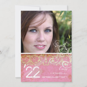 Convite PixDezines Desiree Damask/Vintage+Rosa