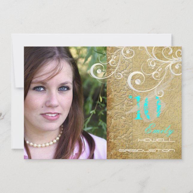 Convite PixDezines Desiree Vintage Damask/2011 Graduação (Frente)