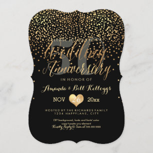 Convite PixDezines Deslumbrante Dourado / 50º Aniversário 