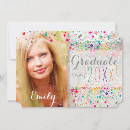Convite PixDezines Deslumbrante Graduação/Confetes Arco-ír