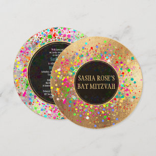 Convite PixDezines Deslumbrante/Neon Specks/Bat Mitzvah ✡