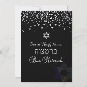 Convite PixDezines deslumbrante prata/Bar Mitzvah/roxo