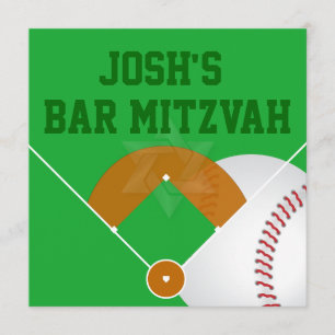 Convite PixDezines ✡ Diamante do Baseball/ Bar Mitzvah