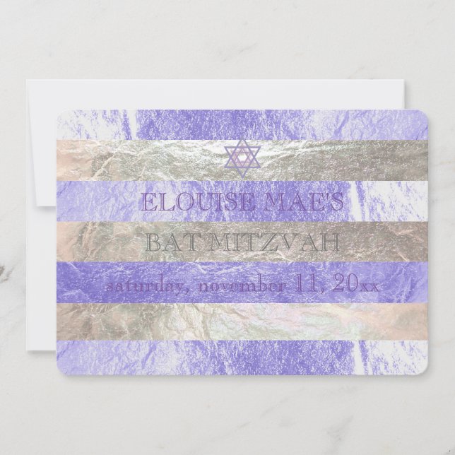 Convite PixDezines DIY color/faux foil stripes bat mitzvah (Frente)