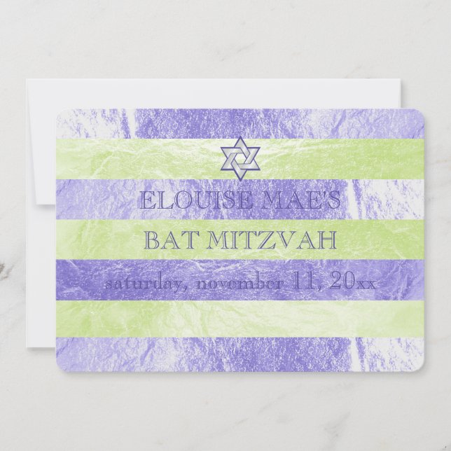 Convite PixDezines DIY color/faux foil stripes bat mitzvah (Frente)