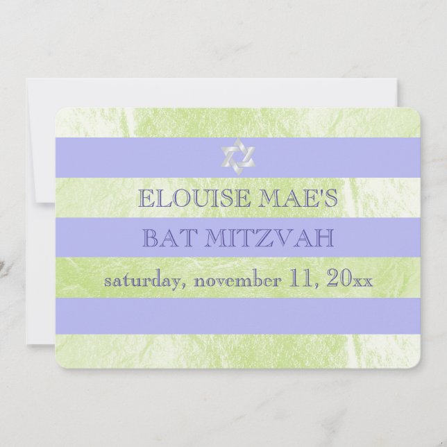 Convite PixDezines DIY color/faux foil stripes bat mitzvah (Frente)