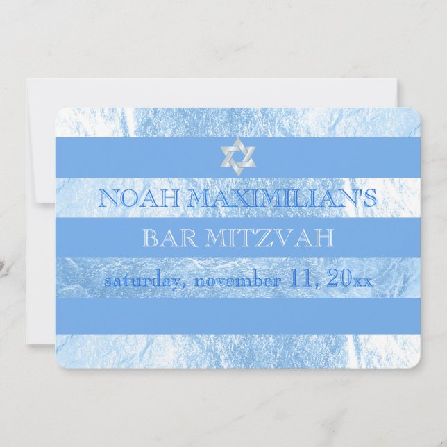 Convite PixDezines DIY cor/faux listras foil bar mitzvah (Frente)