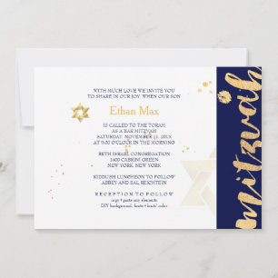 Convite PixDezines DIY cor/ Script elegante/ Bar Mitzvah