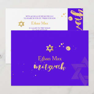 Convite PixDezines DIY cor/ Script Estiloso/ Bar Mitzvah