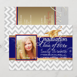 Convite PixDezines diy cores/chevron branco/graduação