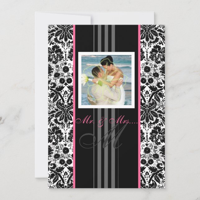 Convite PixDezines diy event+cololor. monograma damask (Frente)