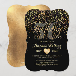 Convite PixDezines Dourado/Faux Foil/Aniversário