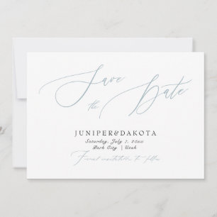 Convite PixDezines Dusty Blue Moderno Script Salve o Dia