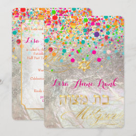 Convite PixDezines encadeado/arco-íris/bat mitzvah