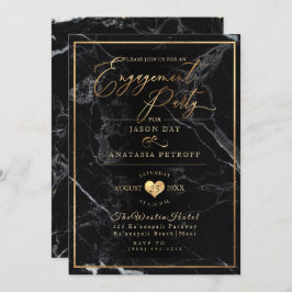 Convite PixDezines Engagement Party Marble/Faux Gold