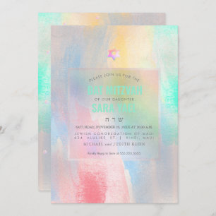 Convite PixDezines escovou algodão doce Bat Mitzvah