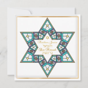 Convite PixDezines - estrela de vidro manchado/ Bar Mitzva