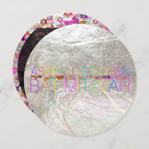 Convite PixDezines estrelas psicodélicas/neon/bat mitzvah