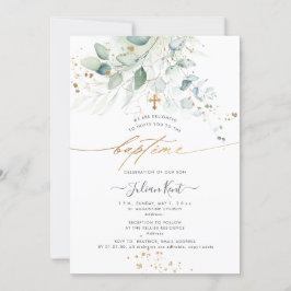 Convite PixDezines Eucalipto em Aquarela Batizado