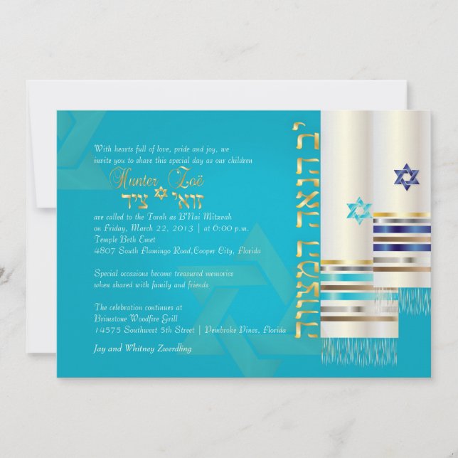 Convite PixDezines fala a cor b'nai mitzvah/diy (Frente)
