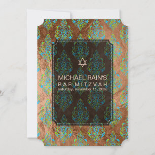 Convite PixDezines falso foil/damask de tunis bar mitzvah
