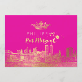 Convite PixDezines Falso Ouro NYC/Mitzvah/DIYcor