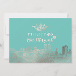 Convite PixDezines Falso Prata NYC/Mitzvah/DIYcor