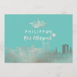Convite PixDezines Falso Prata NYC/Mitzvah/DIYcor