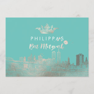 Convite PixDezines Falso Prata NYC/Mitzvah/DIYcor