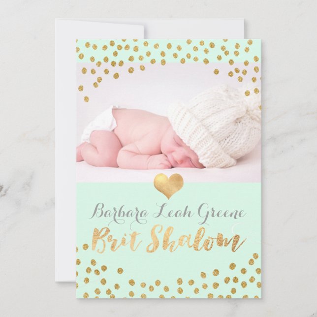 Convite PixDezines Faux Dourado Confetti/Brit Shalom/DIYco (Frente)