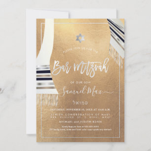 Convite PixDezines Faux Dourado+Platinum Talitz Bat Mitzva