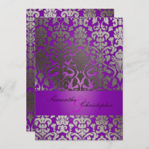 Convite PixDezines Faux Flora Damask / Royal Purple