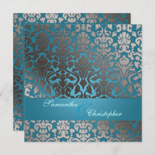 Convite PixDezines faux flora damask/teal