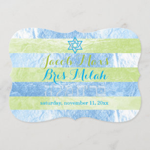 Convite PixDezines Faux Foil Stripes Bris Milah