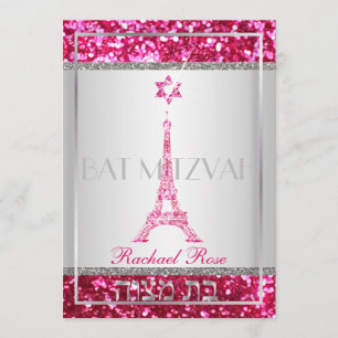 Convite PixDezines faux glitter eifflel/Bat Mitzvah