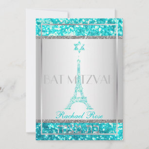 Convite PixDezines faux glitter eifflel/Bat Mitzvah