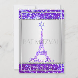 Convite PixDezines faux glitter eifflel/Bat Mitzvah