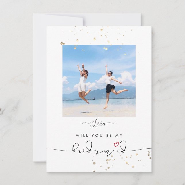 Convite PixDezines Faux Glitter Você Vai... Bridesman (Frente)