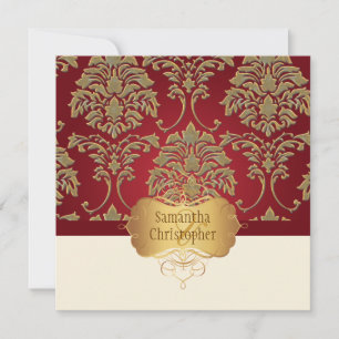 Convite PixDezines faux gold/prata damask