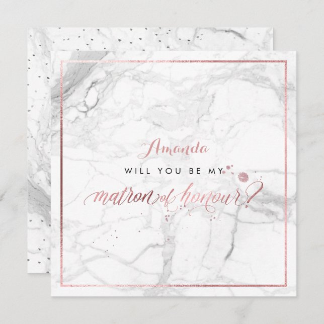 Convite PixDezines Faux Rosa Dourado Matão de Honra (Frente/Verso)