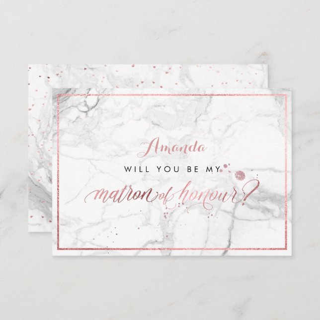 Convite PixDezines Faux Rosa Dourado Matão de Honra (Frente/Verso)