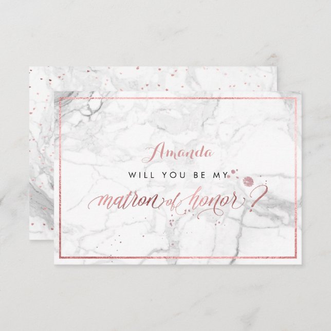 Convite PixDezines Faux Rosa Dourado Matão de Honra (Frente/Verso)