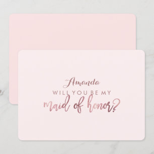 Convite PixDezines Faux Rosa Dourado Você Será... Maid