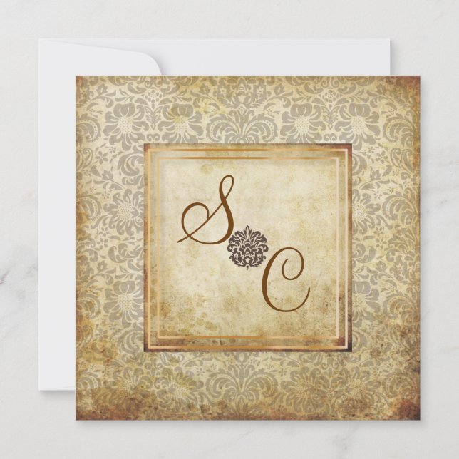 Convite PixDezines Fidora, Vintage Damask (Frente)